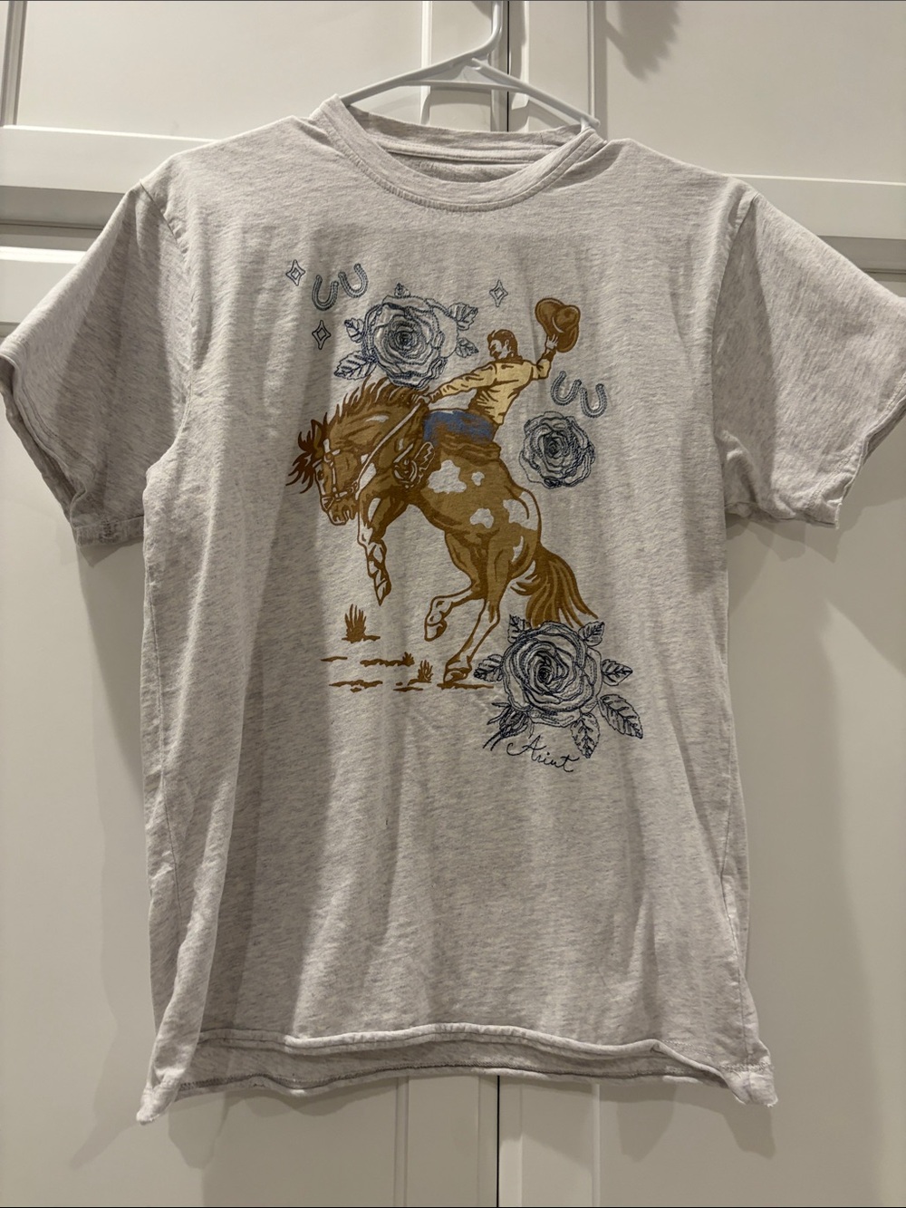 Ariat Kids Bucking Horse Graphic Tee - Gray, Brown, Blue